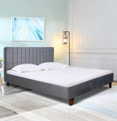 Austin Queen Bed with Upholstered Headboard in (Grey) - WoodenTwist